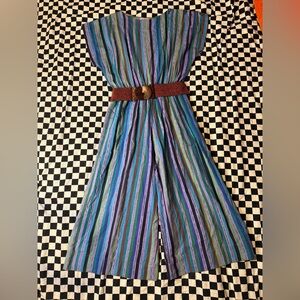 Vintage Striped Multi-Color Wide-Leg Jumpsuit